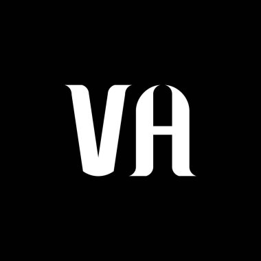 VA V A harf logosu tasarımı. İlk harf VA bağlı daire büyük harf monogram logo beyaz renk. VA logosu, V-A tasarımı. VA, V A