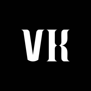 VK V K harfli logo tasarımı. İlk harf VK bağlı daire büyük harf monogram logo beyaz renk. VK logosu, V K tasarımı. VK, V K