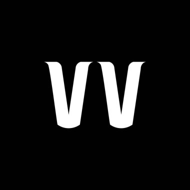 VV V harfli logo tasarımı. İlk harf VV bağlı daire büyük harfli monogram logo beyaz renk. VV logosu, V-V tasarımı. VV, V