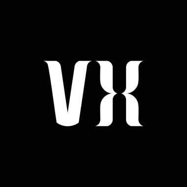 VX V X harfli logo tasarımı. İlk harf VX bağlı daire büyük harf monogram logo beyaz renk. VX logosu, V X tasarımı. VX, V X