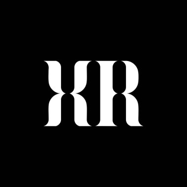 XR X R harfi logo tasarımı. İlk harf XR büyük harf monogram logo beyaz renk. XR logosu, X R tasarımı. XR, X R