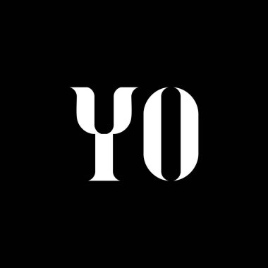 Mektup logosu tasarımı. İlk harf YO büyük harf monogram logo beyaz renk. Logo, Y O tasarımı. Evet, evet.