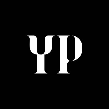 YP Y harfi logo tasarımı. İlk harf YP büyük harf monogram logo beyaz renk. YP logosu, YP tasarımı. YP, Y P