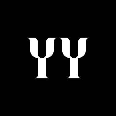 YY harf logosu tasarımı. Baş harf YY büyük harf monogram logo beyaz renk. Y logosu, Y tasarımı. Evet, Y