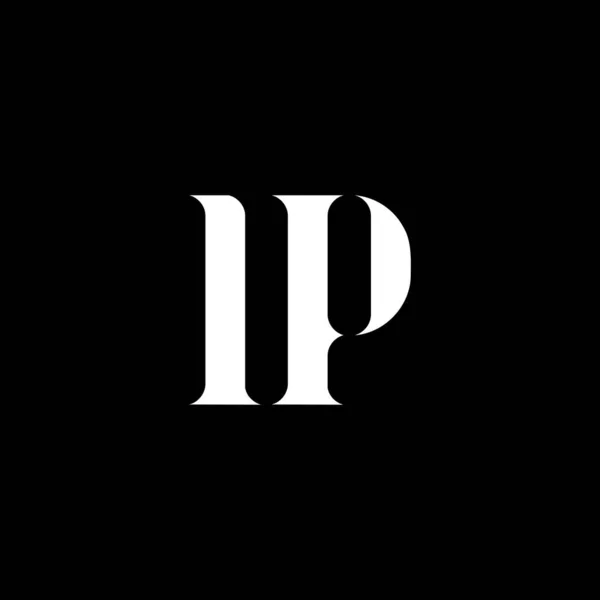 Ip字母标识设计 首字母Ip大写字母标识白色 Ip标志 Ip设计 — 图库矢量图片