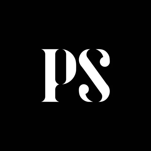 S文字ロゴデザイン 初期の文字Ps大文字のモノグラムロゴ白の色 Psロゴ Sデザイン — ストックベクタ