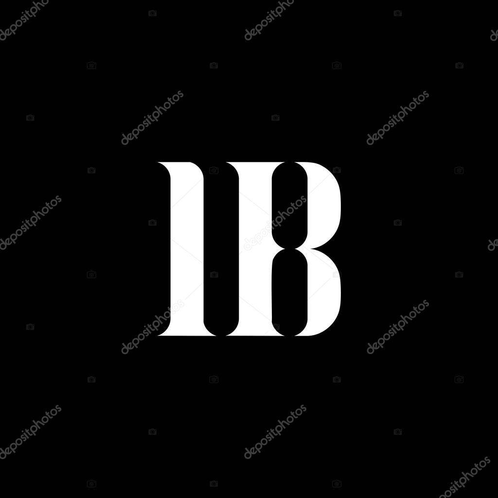IB I B letter logo design. Initial letter IB uppercase monogram logo white color. IB logo, I B design. IB, I B