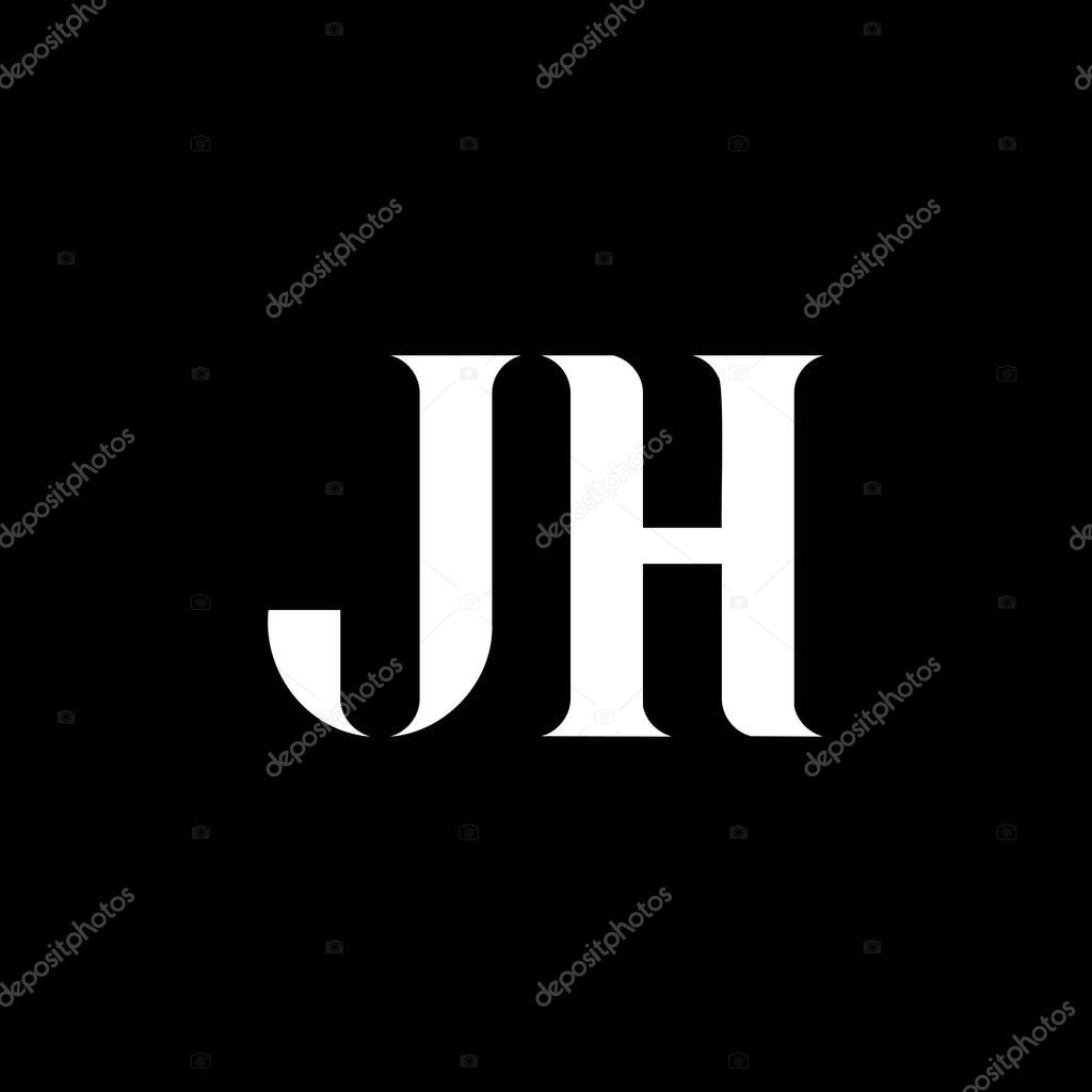 JH J H letter logo design. Initial letter JH uppercase monogram logo white color. JH logo, J H design. JH, J H