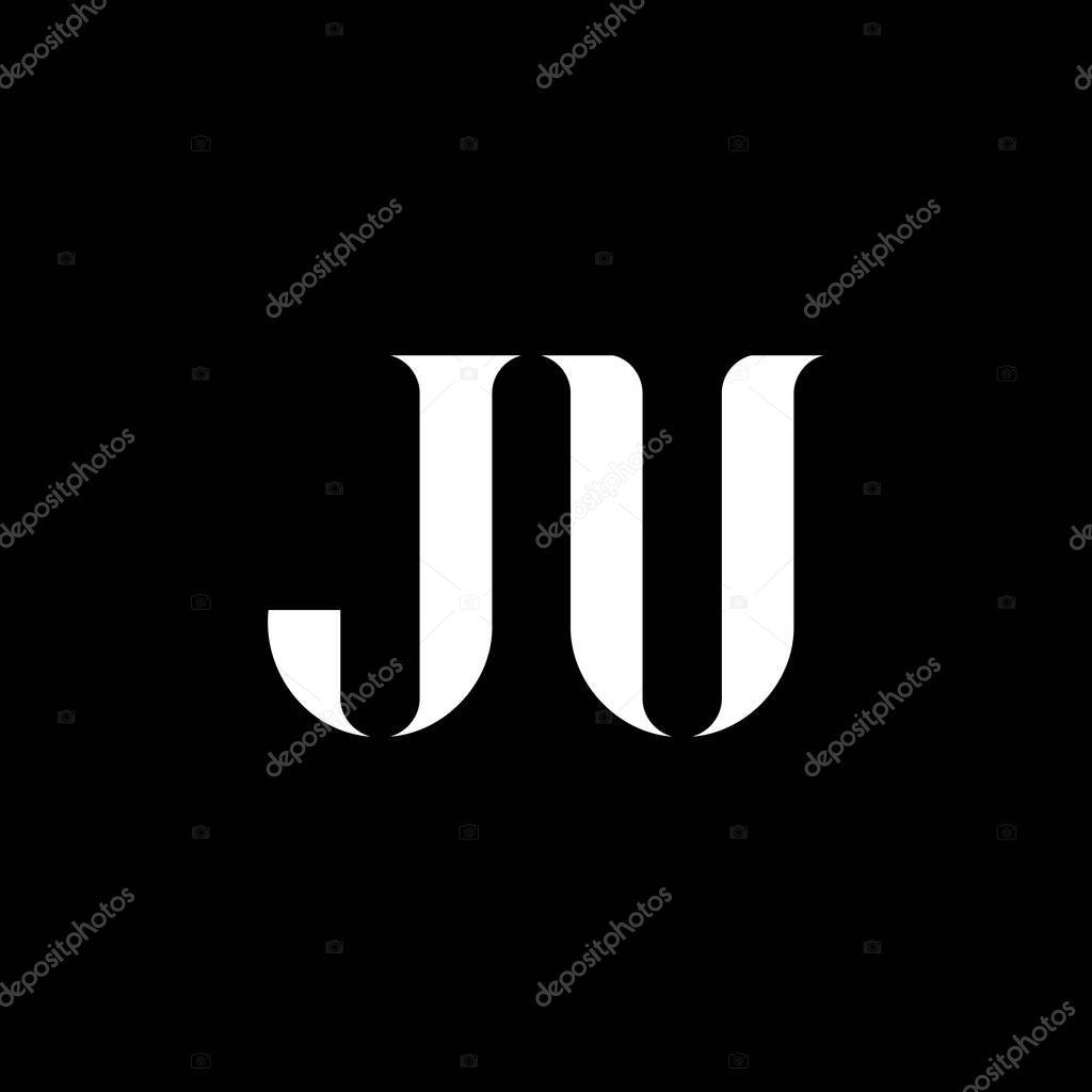 JU J U letter logo design. Initial letter JU uppercase monogram logo white color. JU logo, J U design. JU, J U