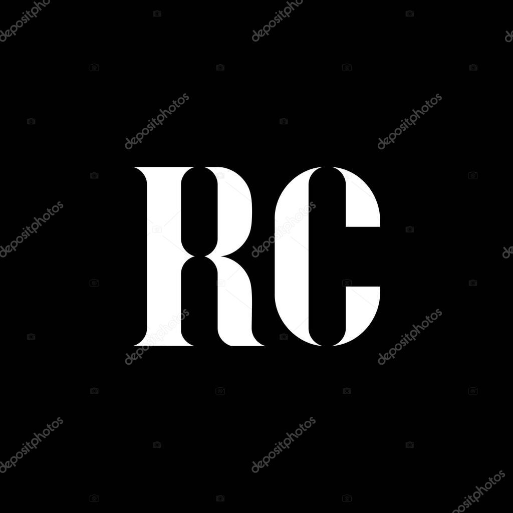 RC R C letter logo design. Initial letter RC uppercase monogram logo white color. RC logo, R C design. RC, R C