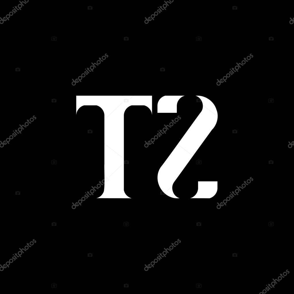 TZ T Z letter logo design. Initial letter TZ linked circle uppercase monogram logo white color. TZ logo, T Z design. TZ, T Z