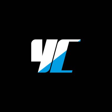 Siyah arka planda YC harf logosu tasarımı. YC yaratıcı harflerin baş harfleri logo kavramı. YC simge tasarımı. Siyah arkaplanda YC beyaz ve mavi harf simgesi tasarımı. Y C