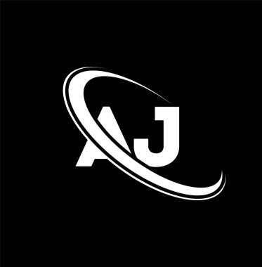 AJ logo. A J design. White AJ letter. AJ/A J letter logo design. Initial letter AJ linked circle uppercase monogram logo.	