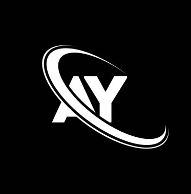 AY logo. A Y design. White AY letter. AY/A Y letter logo design. Initial letter AY linked circle uppercase monogram logo.	