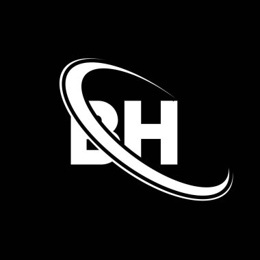 BH logo. B H design. White BH letter. BH/B H letter logo design. Initial letter BH linked circle uppercase monogram logo.	