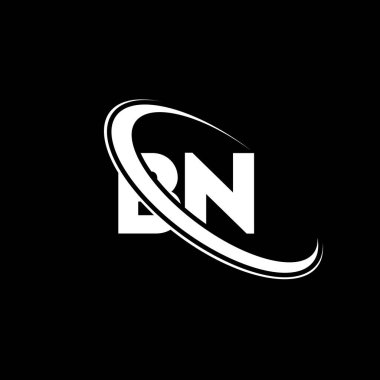 BN logo. B N design. White BN letter. BN/B N letter logo design. Initial letter BN linked circle uppercase monogram logo.	