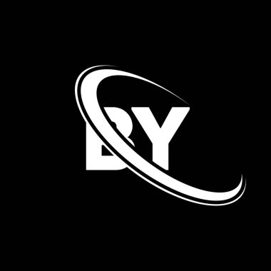 BY logo. B Y design. White BY letter. BY/B Y letter logo design. Initial letter BY linked circle uppercase monogram logo.	