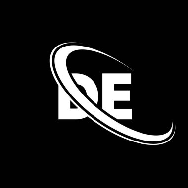 DE logo. D E design. White DE letter. DE/D E letter logo design. Initial letter DE linked circle uppercase monogram logo.	