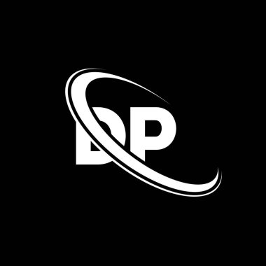 DP logo. D P design. White DP letter. DP/D P letter logo design. Initial letter DP linked circle uppercase monogram logo.	
