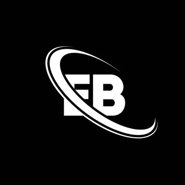 EB logo. E B design. White EB letter. EB/E B letter logo design. Initial letter EB linked circle uppercase monogram logo.	
