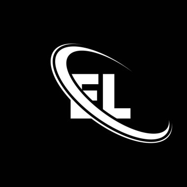 EL logo. E L design. White EL letter. EL/E L letter logo design. Initial letter EL linked circle uppercase monogram logo.	