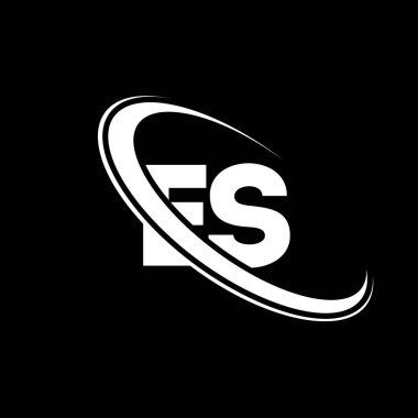 ES logo. E S design. White ES letter. ES/E S letter logo design. Initial letter ES linked circle uppercase monogram logo.	