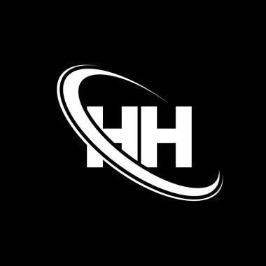 HH logo. H H design. White HH letter. HH/H H letter logo design. Initial letter HH linked circle uppercase monogram logo.	