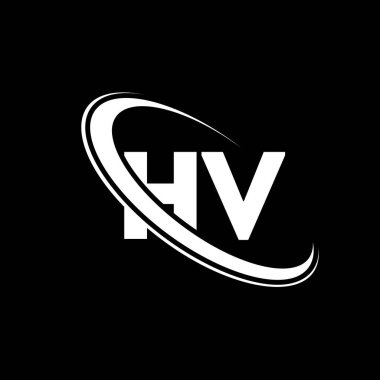 HV logo. H V design. White HV letter. HV/H V letter logo design. Initial letter HV linked circle uppercase monogram logo.	