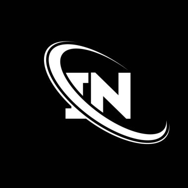 IN logo. I N design. White IN letter. IN/I N letter logo design. Initial letter IN linked circle uppercase monogram logo.	