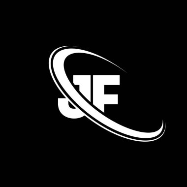 JF logo. J F design. White JF letter. JF/J F letter logo design. Initial letter JF linked circle uppercase monogram logo. vector