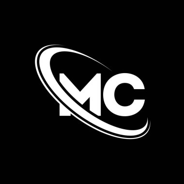 MC logo. M C design. White MC letter. MC/M C letter logo design. Initial letter MC linked circle uppercase monogram logo.	