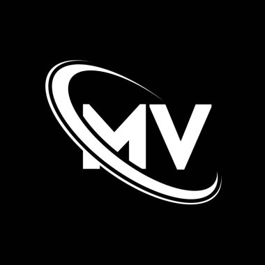 MV logo. M V design. White MV letter. MV/M V letter logo design. Initial letter MV linked circle uppercase monogram logo.	