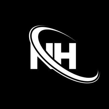 NH logo. N H design. White NH letter. NH/N H letter logo design. Initial letter NH linked circle uppercase monogram logo.	
