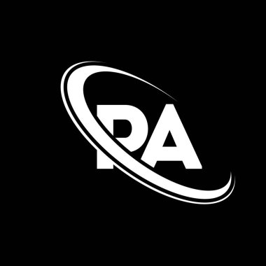 PA logo. P A design. White PA letter. PA/P A letter logo design. Initial letter PA linked circle uppercase monogram logo.	