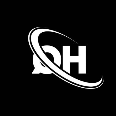 QH logo. Q H design. White QH letter. QH/Q H letter logo design. Initial letter QH linked circle uppercase monogram logo.	