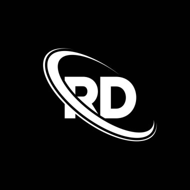 RD logo. R D design. White RD letter. RD/R D letter logo design. Initial letter RD linked circle uppercase monogram logo.	