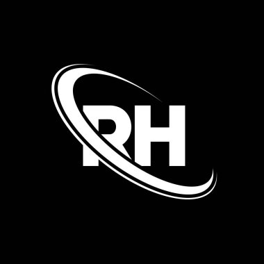RH logo. R H design. White RH letter. RH/R H letter logo design. Initial letter RH linked circle uppercase monogram logo.	