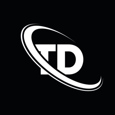 TD logo. T D design. White TD letter. TD/T D letter logo design. Initial letter TD linked circle uppercase monogram logo.	