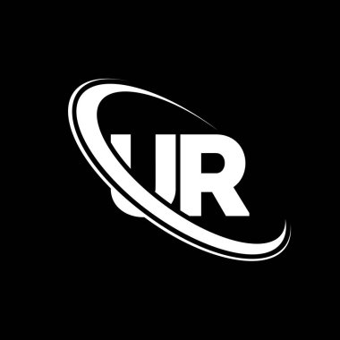 UR logo. U R design. White UR letter. UR/U R letter logo design. Initial letter UR linked circle uppercase monogram logo.	