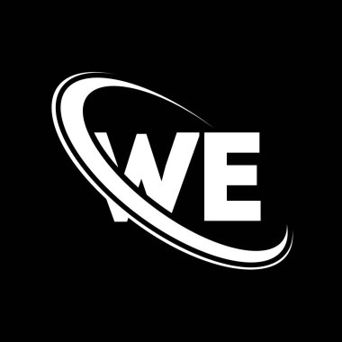 WE logo. W E design. White WE letter. WE/W E letter logo design. Initial letter WE linked circle uppercase monogram logo.	