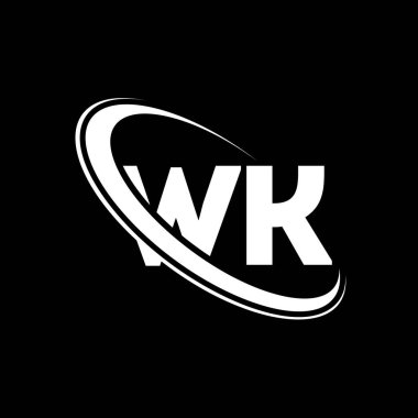 WK logo. W K design. White WK letter. WK/W K letter logo design. Initial letter WK linked circle uppercase monogram logo.	