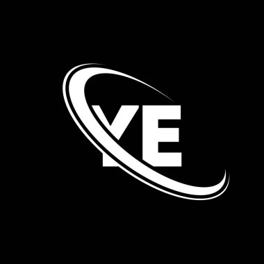 YE logo. Y E design. White YE letter. YE/Y E letter logo design. Initial letter YE linked circle uppercase monogram logo.	