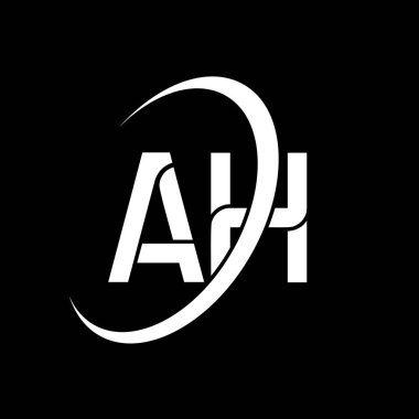 AH logo. H tasarımı. Beyaz AH mektubu. H harfi logo tasarımı. İlk harf AH bağlı daire büyük harf monogram logosu.