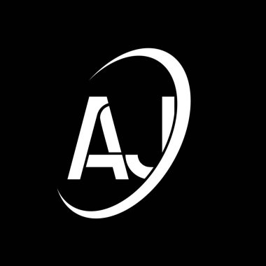 AJ logosu. J tasarımı. Beyaz AJ mektubu. AJ / A J harfli logo tasarımı. İlk harf AJ bağlı daire büyük harf monogram logosu.