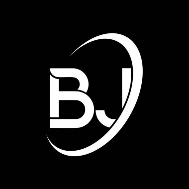 BJ logosu. B J tasarımı. Beyaz sakso mektubu. BJ / B J harf logosu tasarımı. İlk harf BJ bağlı daire büyük harf monogram logosu.
