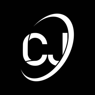 CJ logosu. C-J tasarımı. Beyaz CJ mektubu. CJ / C J harf logosu tasarımı. İlk harf CJ bağlı daire büyük harf monogram logosu.