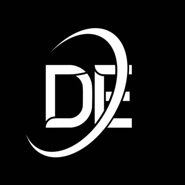 DE logo. D E design. White DE letter. DE/D E letter logo design. Initial letter DE linked circle uppercase monogram logo.	