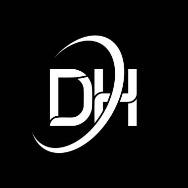 DH logosu. D H tasarımı. Beyaz Harf. DH / D H harfi logo tasarımı. İlk harf DH bağlantılı daire büyük harf monogram logosu.