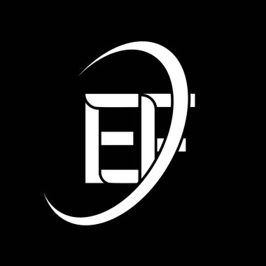 EF logo. E F design. White EF letter. EF/E F letter logo design. Initial letter EF linked circle uppercase monogram logo.	