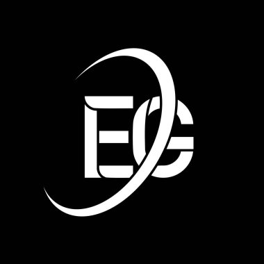EG logo. E G design. White EG letter. EG/E G letter logo design. Initial letter EG linked circle uppercase monogram logo.	